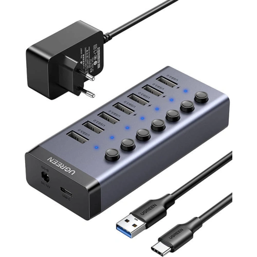 Kup Hub UGREEN 7v1 USB-C, 7x USB-A 3.0 12V 2A (černý) - UGR1228BLK - {ean13} - Sklep Home Screen