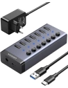 Hub UGREEN 7v1 USB-C, 7x USB-A 3.0 12V 2A (černý)