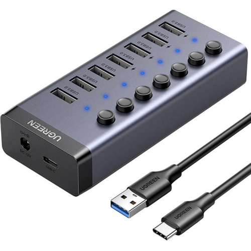 Kup Hub UGREEN 7v1 USB-C, 7x USB-A 3.0 12V 2A (černý) - UGR1228BLK - {ean13} - Sklep Home Screen