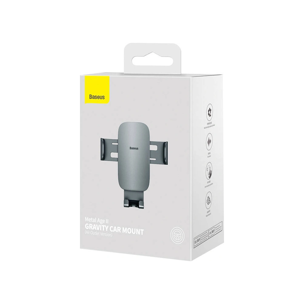 Uchwyt grawitacyjny Baseus Metal Age II na kratkę samochodu (szary)