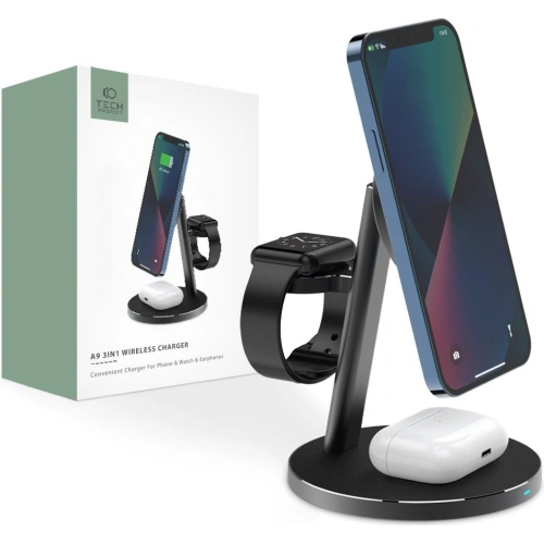 Kup Încărcător wireless Tech-Protect A9 3in1 Magnetic MagSafe Wireless Charger Black - THP1030BLK - {ean13} - Sklep Home Screen