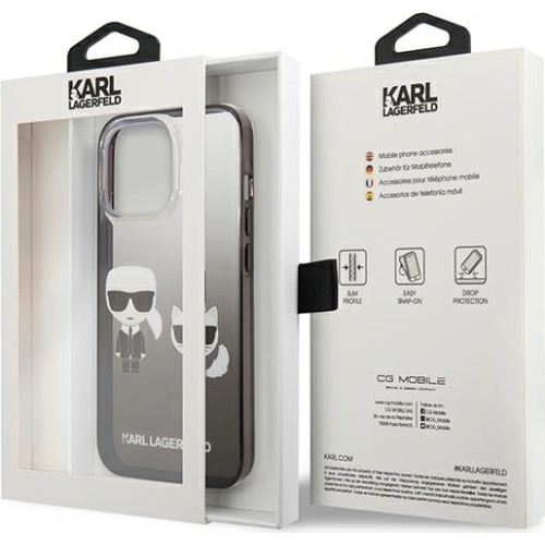 Kup Etui Karl Lagerfeld KLHCP13LTGKCK Apple iPhone 13 Pro hardcase negru/black Gradient Ikonik Karl & Choupette - KLD935BLK - {ean13} - Sklep Home Screen
