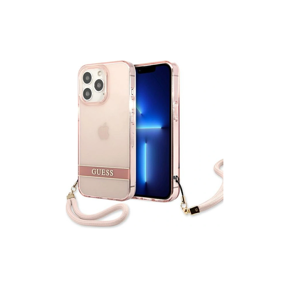 Etui Guess GUHCP13LHTSGSP Apple iPhone 13 Pro różowy/pink hardcase Translucent Stap