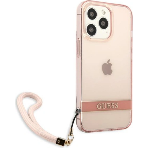 Buy Guess GUHCP13LHTSGSP Apple iPhone 13 Pro pink hardcase Translucent Stap - GUE1715PNK - {ean13} - Home Screen Store Europe