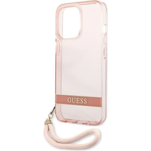 Case Guess GUHCP13LHTSGSP Apple iPhone 13 Pro rosa/pink Hardcase Translucent Stap