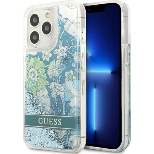 Buy Guess GUHCP13LLFLSN Apple iPhone 13 Pro green hardcase Flower Liquid Glitter - GUE1716GRN - {ean13} - Home Screen Store Europe