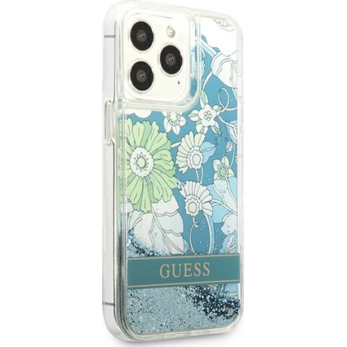 Buy Guess GUHCP13LLFLSN Apple iPhone 13 Pro green hardcase Flower Liquid Glitter - GUE1716GRN - {ean13} - Home Screen Store Europe