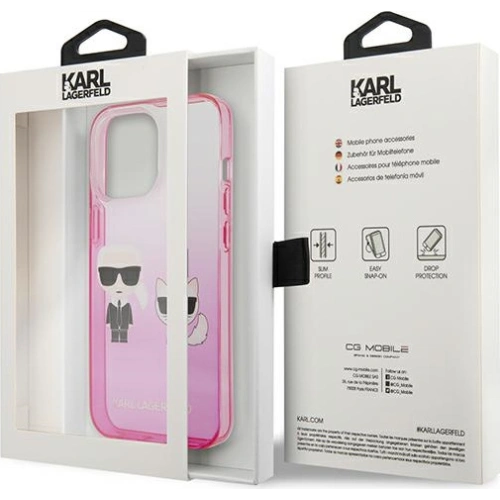 Kup Etui Karl Lagerfeld KLHCP13XTGKCP Apple iPhone 13 Pro Max hardcase růžový/pink Gradient Ikonik Karl & Choupette - KLD942PNK - {ean13} - Sklep Home Screen