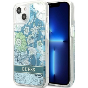 Kup Case Guess GUHCP13SLFLSN Apple iPhone 13 mini grün hardcase Flower Liquid Glitter - GUE1722GRN - {ean13} - Sklep Home Screen