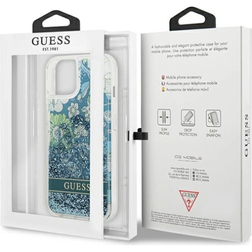 Kup Case Guess GUHCP13SLFLSN Apple iPhone 13 mini grün hardcase Flower Liquid Glitter - GUE1722GRN - {ean13} - Sklep Home Screen
