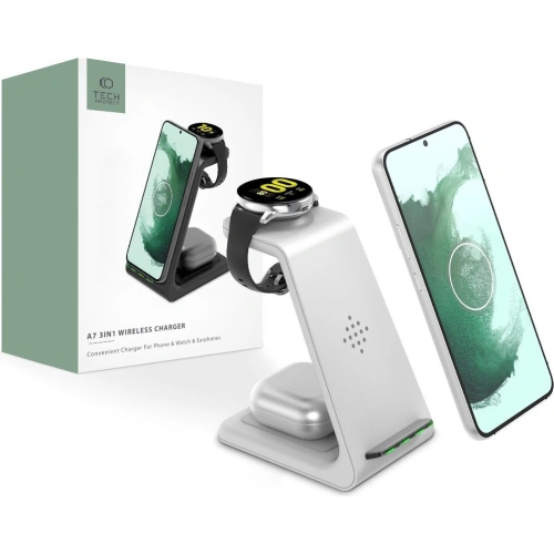 Kup Încărcător wireless Tech-Protect A7 3in1 Wireless Charger Alb - THP1037WHT - {ean13} - Sklep Home Screen