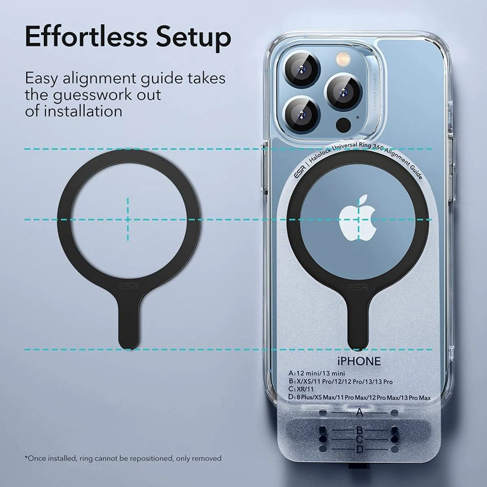 Magnetyczne pierścienie ESR Halolock MagSafe Universal Magnetic Ring Black [2 PACK]