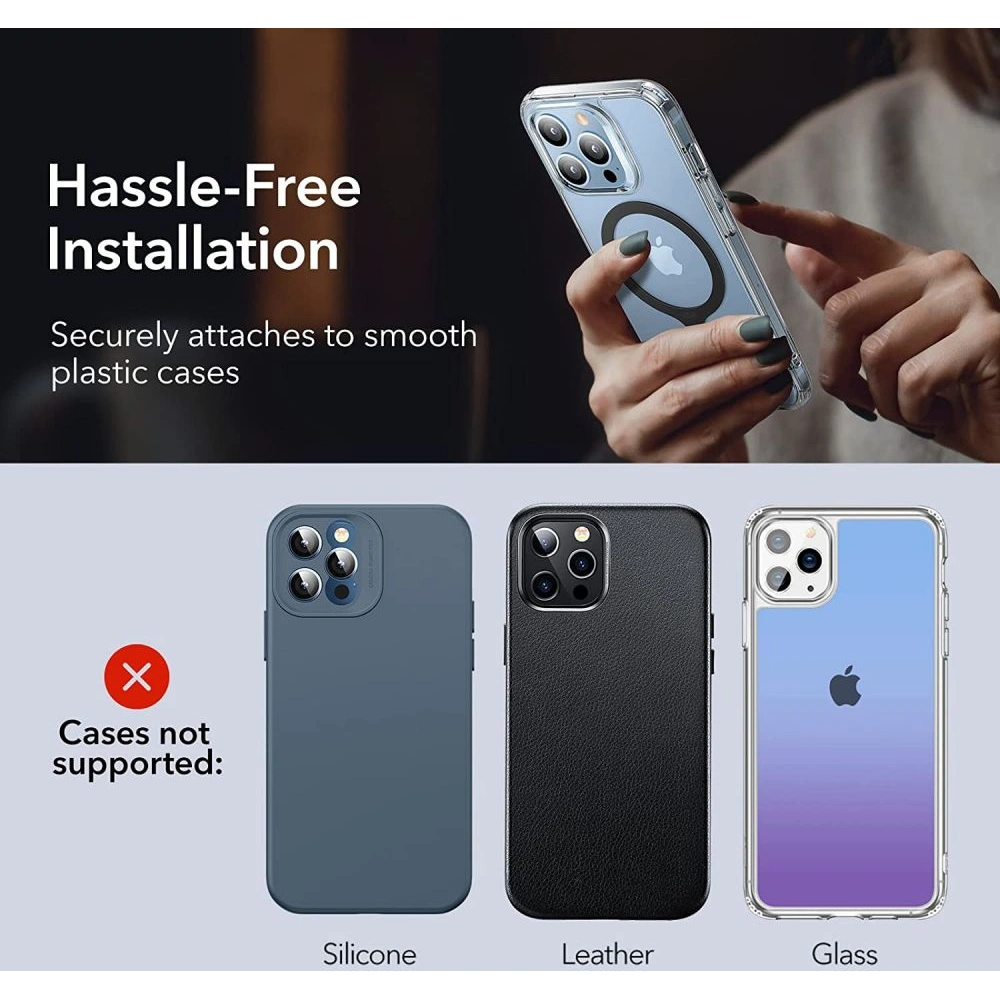 Magnetyczne pierścienie ESR Halolock MagSafe Universal Magnetic Ring Black [2 PACK]