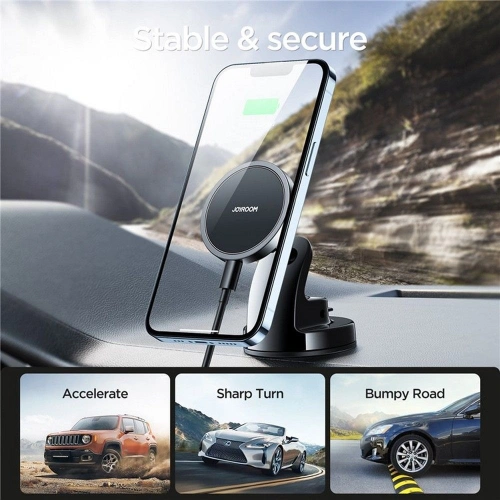 Kup Auto-Halterung mit induktiver Ladestation Joyroom JR-ZS240 Dashboard Magnetischer MagSafe Auto-Ladegerät 15W Schwarz - JYR090BLK - {ean13} - Sklep Home Screen