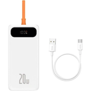 Powerbank Baseus Block 10000mAh, 20W + kabel Lightning (biały)