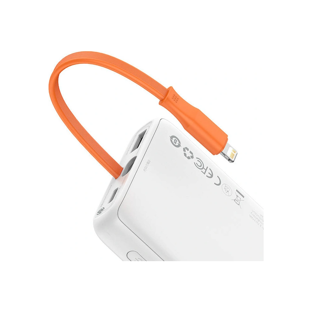 Powerbank Baseus Block 10000mAh, 20W + kabel Lightning (biały)
