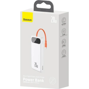 Powerbank Baseus Block 10000mAh, 20W + kabel Lightning (biały)