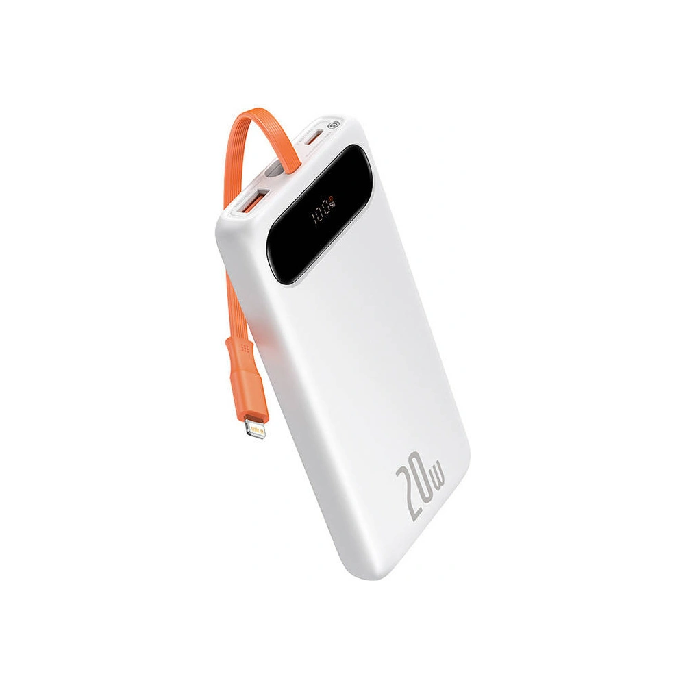 Powerbank Baseus Block 10000mAh, 20W + kabel Lightning (biały)