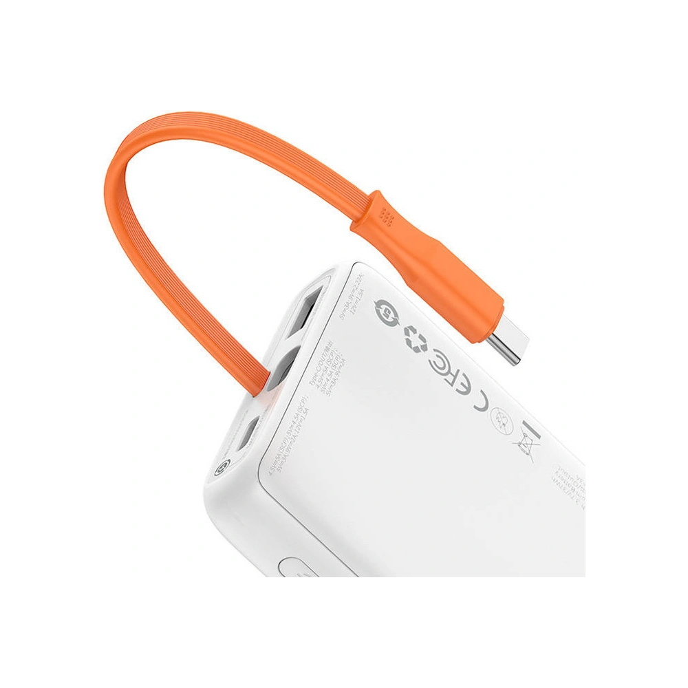 Powerbank Baseus Block 10000mAh, 22.5W + kabel USB-C (biały)