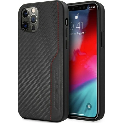 Kup Etui Mercedes AMG AMHCP12MDEBK Apple iPhone 12/12 Pro negru/black hardcase din piele și carbon cu cusături roșii - MRS044BLK - {ean13} - Sklep Home Screen
