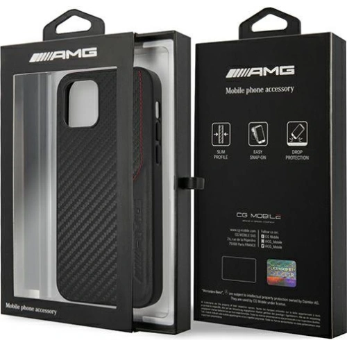 Kup Etui Mercedes AMG AMHCP12MDEBK Apple iPhone 12/12 Pro negru/black hardcase din piele și carbon cu cusături roșii - MRS044BLK - {ean13} - Sklep Home Screen