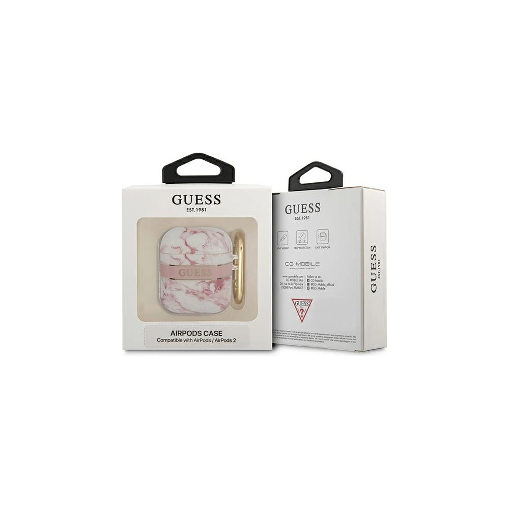 Etui Guess GUA2HCHMAP Apple AirPods różowy/pink Marble Strap Collection
