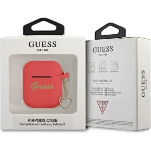 Etui Guess GUA2LSCHSR Apple AirPods červený/red silikonový přívěsek Heart Collection