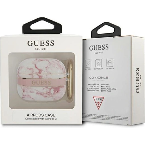 Kup Etui Guess GUA3HCHMAP Apple AirPods 3 różowy/pink Marble Strap Collection - GUE1747PNK - {ean13} - Sklep Home Screen