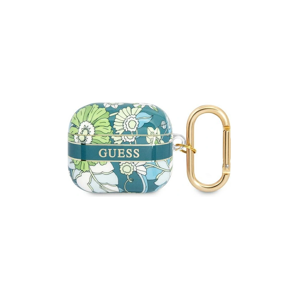 Etui Guess GUA3HHFLN Apple AirPods 3 zielony/green Flower Strap Collection