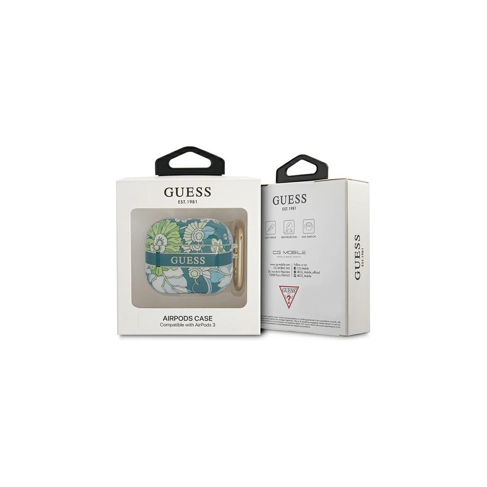 Etui Guess GUA3HHFLN Apple AirPods 3 zielony/green Flower Strap Collection