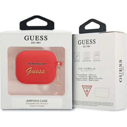 Kup Etui Guess GUA3LSCHSR Apple AirPods 3 roșu/red Silicon Charm Heart Collection - GUE1752RED - {ean13} - Sklep Home Screen