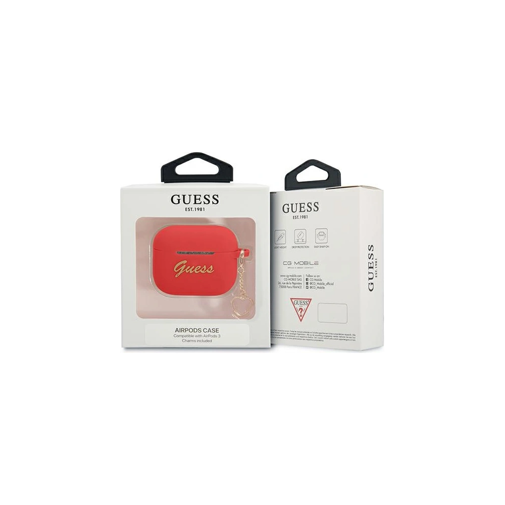 Etui Guess GUA3LSCHSR Apple AirPods 3 czerwony/red Silicone Charm Heart Collection