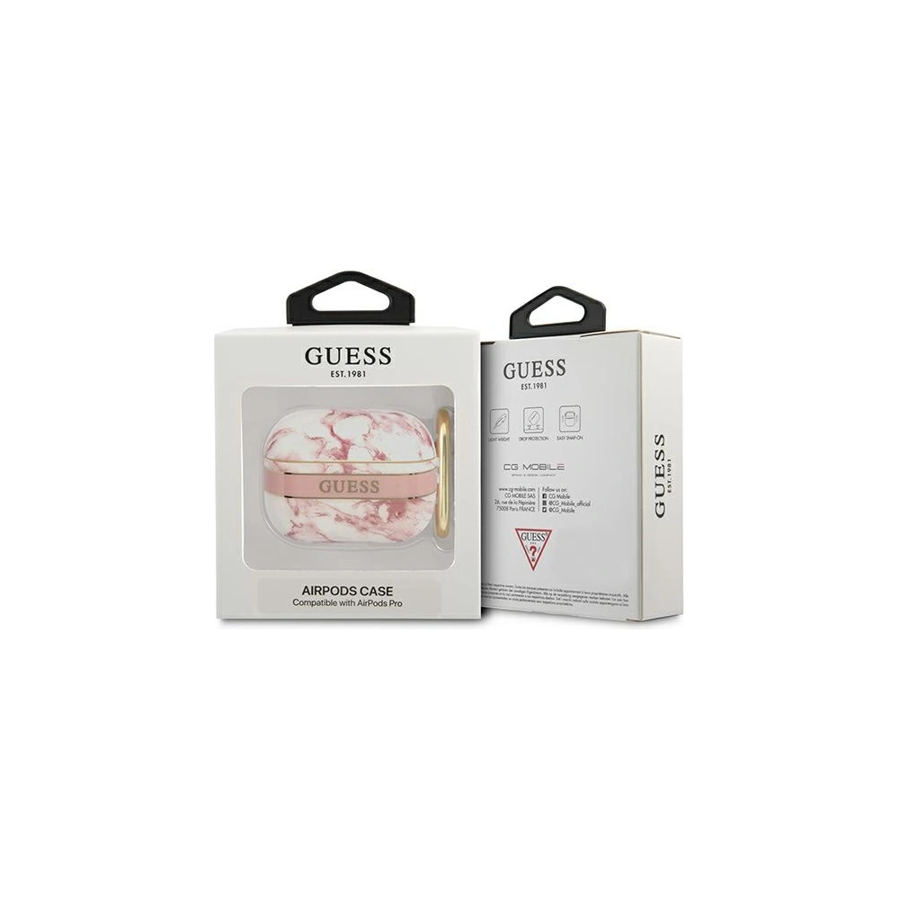 Etui Guess GUAPHCHMAP Apple AirPods Pro różowy/pink Marble Strap Collection