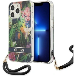 Etui Guess GUHCP13LHFLSB Apple iPhone 13 Pro niebieski/blue hardcase Flower Strap