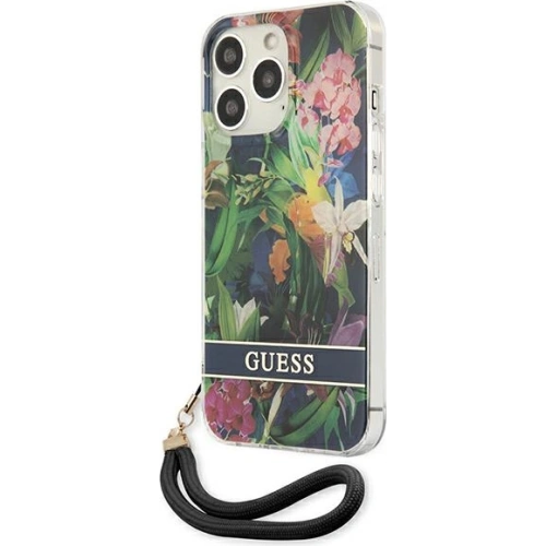 Kup Case Guess GUHCP13LHFLSB Apple iPhone 13 Pro blau/hardcase Flower Strap - GUE1759BLU - {ean13} - Sklep Home Screen