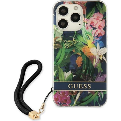 Kup Case Guess GUHCP13LHFLSB Apple iPhone 13 Pro blau/hardcase Flower Strap - GUE1759BLU - {ean13} - Sklep Home Screen