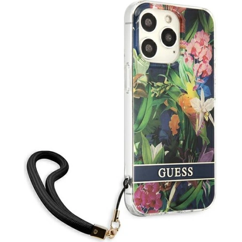 Kup Case Guess GUHCP13LHFLSB Apple iPhone 13 Pro blau/hardcase Flower Strap - GUE1759BLU - {ean13} - Sklep Home Screen