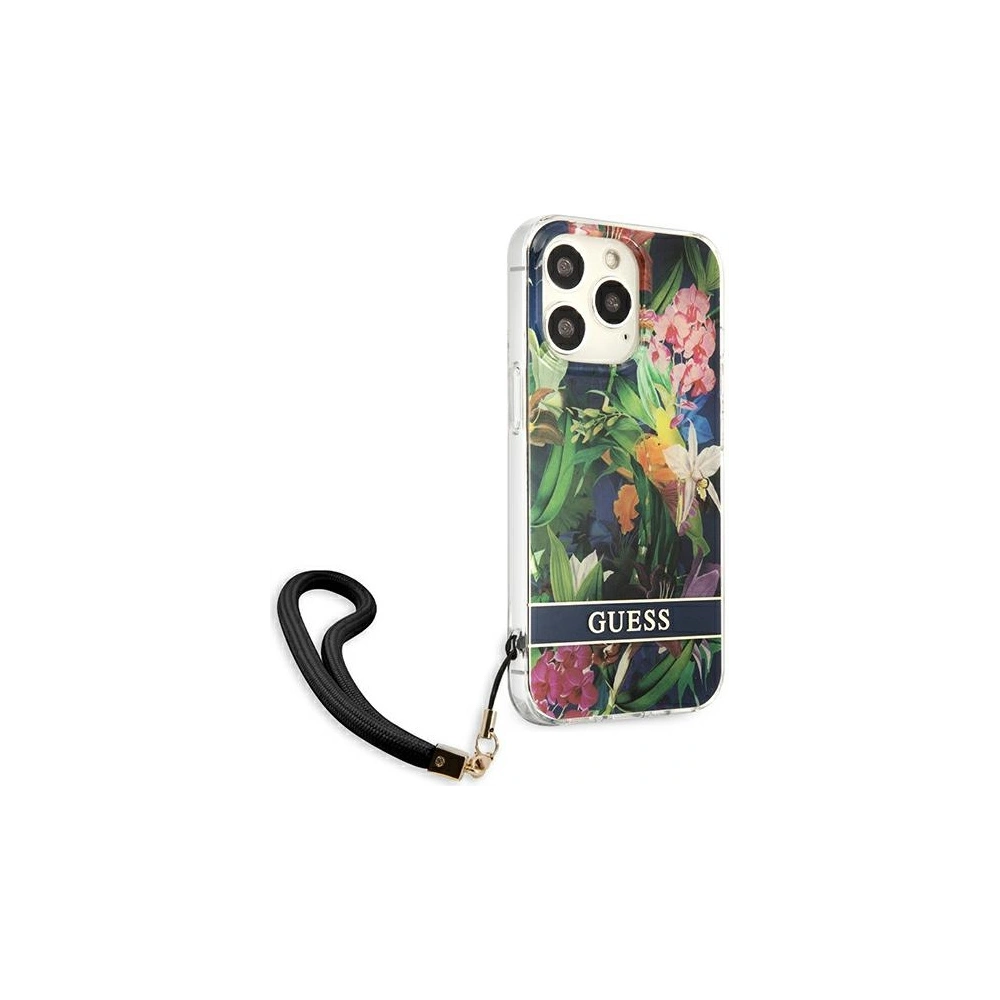 Etui Guess GUHCP13LHFLSB Apple iPhone 13 Pro niebieski/blue hardcase Flower Strap