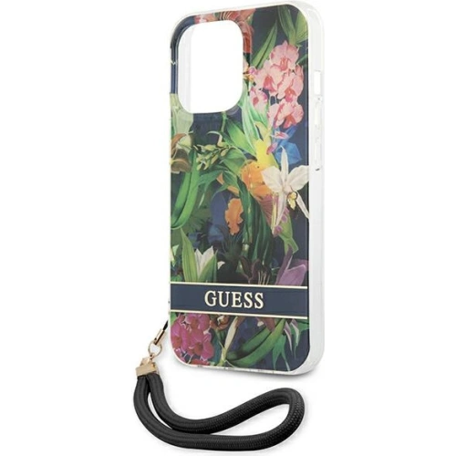 Kup Case Guess GUHCP13LHFLSB Apple iPhone 13 Pro blau/hardcase Flower Strap - GUE1759BLU - {ean13} - Sklep Home Screen