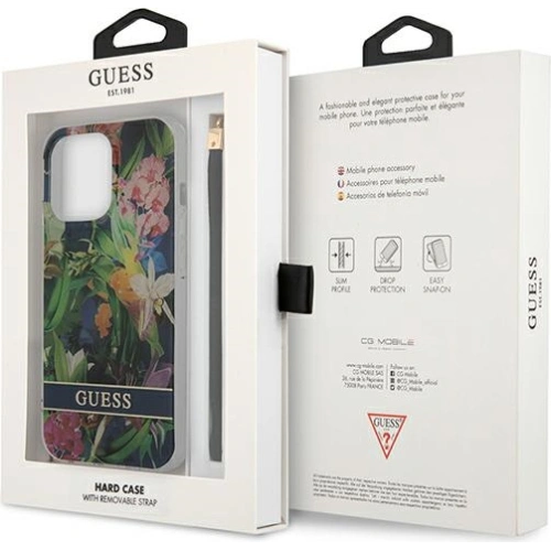 Kup Case Guess GUHCP13LHFLSB Apple iPhone 13 Pro blau/hardcase Flower Strap - GUE1759BLU - {ean13} - Sklep Home Screen