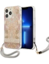 Case Guess GUHCP13LHFLSD Apple iPhone 13 Pro gold/hartschale Flower Strap