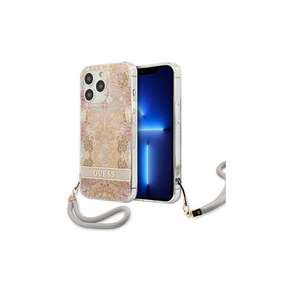 Etui Guess GUHCP13LHFLSD Apple iPhone 13 Pro złoty/gold hardcase Flower Strap