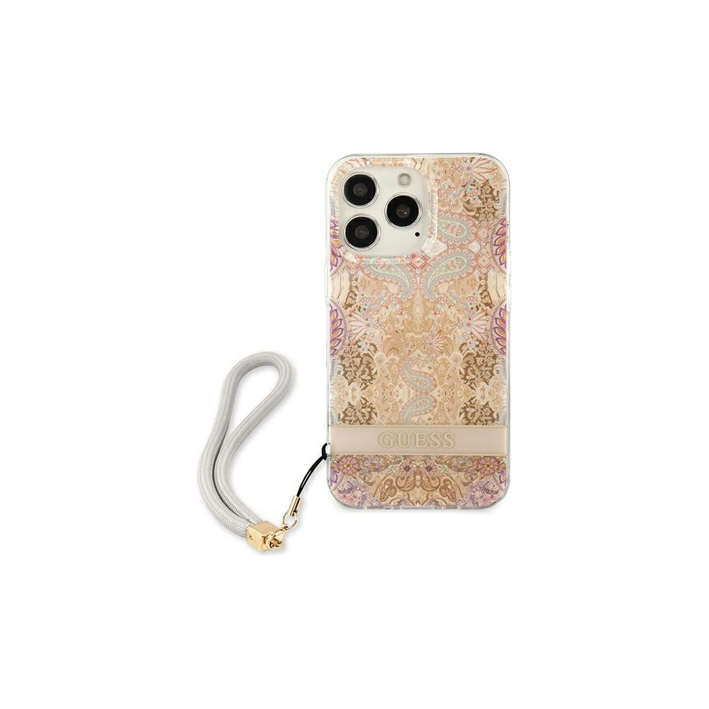 Etui Guess GUHCP13LHFLSD Apple iPhone 13 Pro złoty/gold hardcase Flower Strap