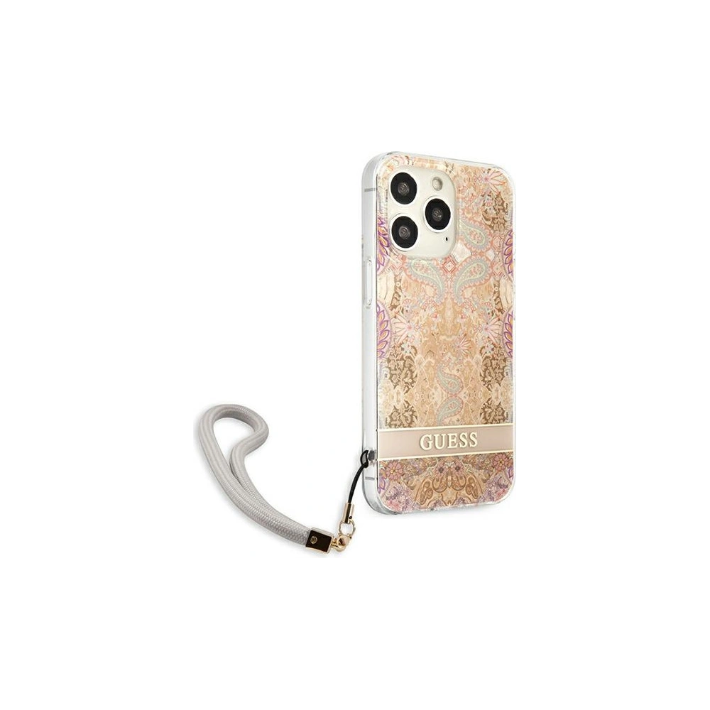 Etui Guess GUHCP13LHFLSD Apple iPhone 13 Pro złoty/gold hardcase Flower Strap