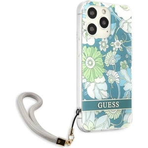 Etui Guess GUHCP13LHFLSN Apple iPhone 13 Pro zielony/green hardcase Flower Strap