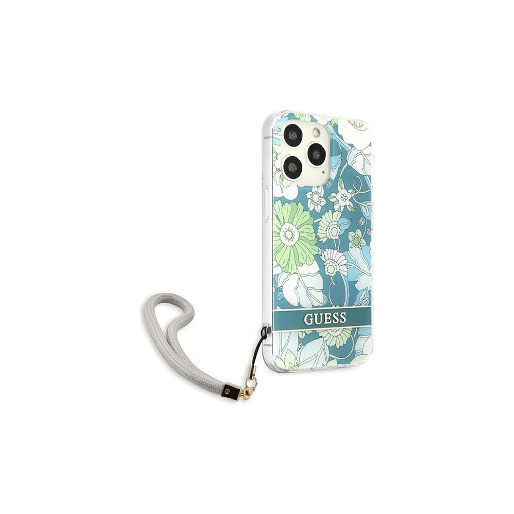 Etui Guess GUHCP13LHFLSN Apple iPhone 13 Pro zielony/green hardcase Flower Strap