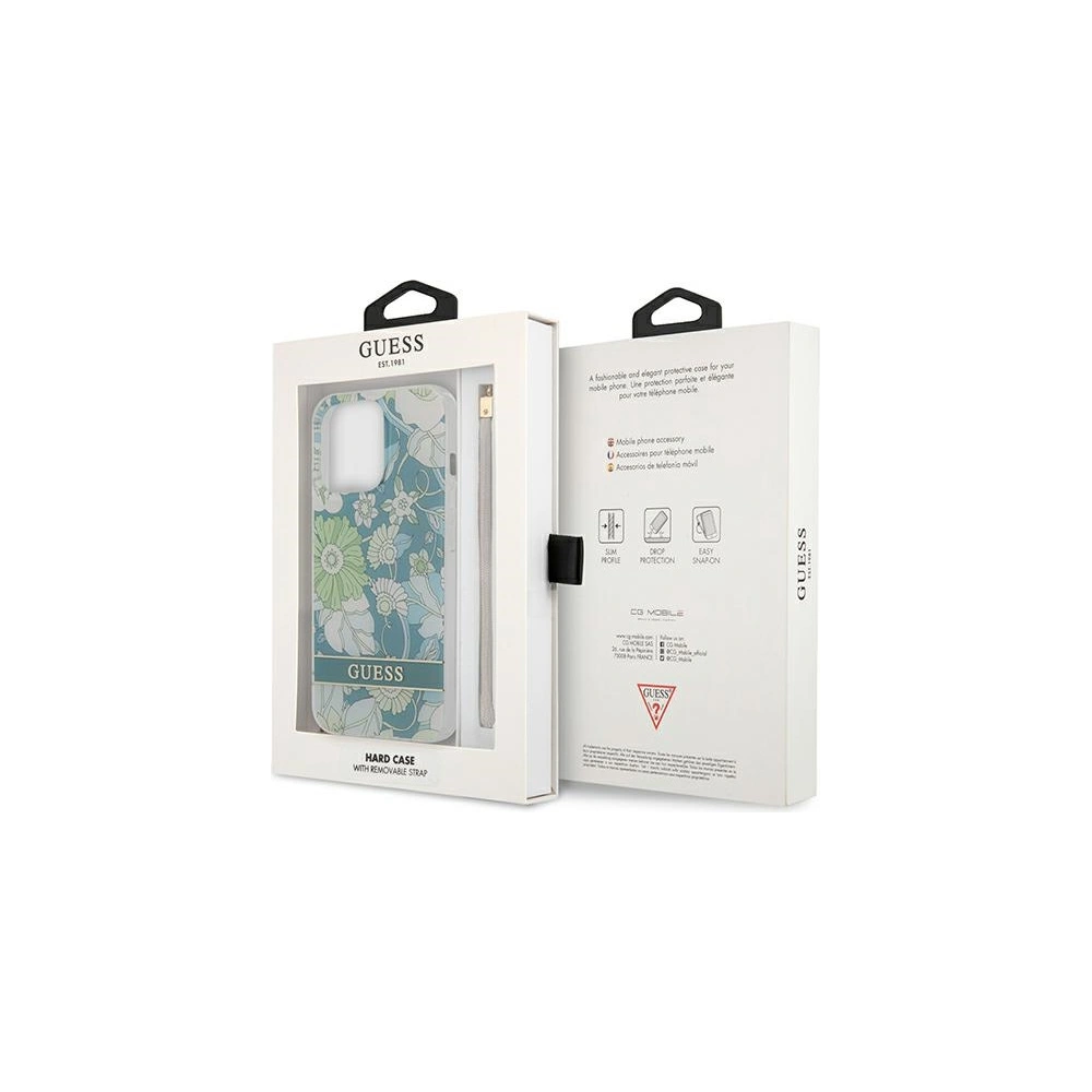 Etui Guess GUHCP13LHFLSN Apple iPhone 13 Pro zielony/green hardcase Flower Strap