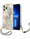 Guess GUHCP13LHFLSU Apple iPhone 13 Pro purple hardcase Flower Strap