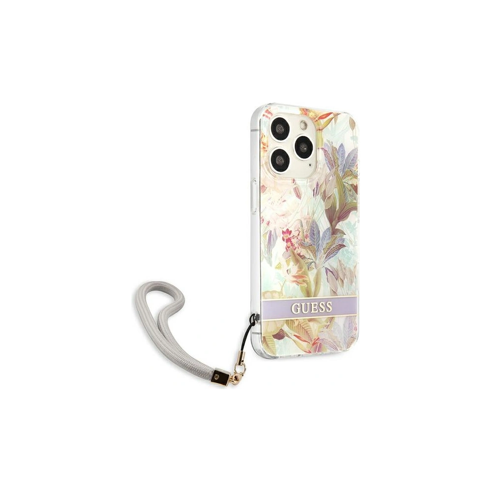 Etui Guess GUHCP13LHFLSU Apple iPhone 13 Pro fioletowy/purple hardcase Flower Strap