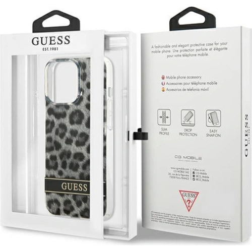 Buy Guess GUHCP13LHSLEOK Apple iPhone 13 Pro grey hardcase Leopard - GUE1763GRY - {ean13} - Home Screen Store Europe